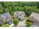 Aerial view showcasing a beautiful home with a well-manicured lawn, surrounded by lush greenery and neighboring houses at 2307 Loughridge Dr, Buford, GA 30519