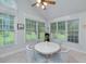Bright breakfast nook features large windows overlooking the yard, vaulted ceilings, and seating for four at 1000 Collingtree Ct, Mcdonough, GA 30253