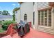 A grill on a stained red deck with a view of the backyard at 2020 Ridge Gate Drive Dr, Cumming, GA 30041