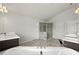 Large bathroom featuring a bathtub, shower, double vanity, and tile flooring at 4105 Vista Pointe Dr, Cumming, GA 30028