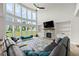 Spacious living room featuring a fireplace, built-in shelving, and a wall of bright windows at 4105 Vista Pointe Dr, Cumming, GA 30028