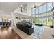 Open living space with large windows, hardwood floors, and seamless flow to the kitchen at 4105 Vista Pointe Dr, Cumming, GA 30028