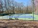 Community tennis courts surrounded by mature trees and fencing at 3533 Mulberry Way, Duluth, GA 30096