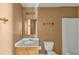 Bathroom featuring a toilet, sink, and mirror with overhead vanity lighting at 1735 Silver Way, Lithia Springs, GA 30122