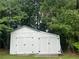Exterior view of the backyard storage shed with double doors at 333 Etoawha Vly, Woodstock, GA 30189