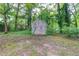 Charming shed nestled among mature trees in a spacious backyard at 2047 Cliffton Ter, Snellville, GA 30039