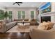 Cozy living room featuring a fireplace, recessed lighting, ample seating, and large windows for natural light at 1292 Lenox Park Ne Blvd, Brookhaven, GA 30319