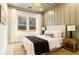 Stylish bedroom with accent wall, neutral tones, bedside tables, and large window overlooking wooded area at 3735 Tamiami Trl, Cumming, GA 30041