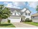 Beautiful two-story home featuring a manicured lawn and attached two car garage at 6160 Oriole Ln, Cumming, GA 30028