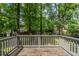 Wooden deck with railing and lush greenery surrounding the backyard at 3110 Ashly Cove Ln, Snellville, GA 30078