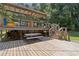 Expansive two-level deck with covered seating area, picnic table, and wooden stairs at 136 Pine St, Covington, GA 30014