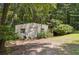 Outdoor storage shed surrounded by lush greenery at 136 Pine St, Covington, GA 30014