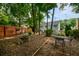 Secluded backyard featuring mature trees, a fire pit, and outdoor seating for relaxing or entertaining at 1767 Tidewell Trce, Lawrenceville, GA 30043