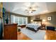 The main bedroom suite features a tray ceiling, large windows, wood floors and neutral colors at 1767 Tidewell Trce, Lawrenceville, GA 30043