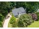 Aerial view of a two-story home with mature trees and landscaping on a well-maintained lot at 3511 Stone Cliff Way, Woodstock, GA 30189