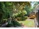 Backyard featuring a stone path, green grass and lush greenery at 3511 Stone Cliff Way, Woodstock, GA 30189