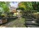 Beautiful backyard with lush greenery, stone steps, and mature trees, creating a private outdoor oasis at 3511 Stone Cliff Way, Woodstock, GA 30189