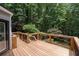 Well-maintained wooden deck with a view of the lush green backyard at 3511 Stone Cliff Way, Woodstock, GA 30189