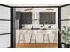 Beautiful, updated kitchen boasts gray cabinets, barstool seating, stainless appliances, and unique lighting at 941 Garibaldi Sw St, Atlanta, GA 30310