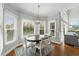 Bright breakfast nook with large windows, stylish lighting, and a round dining table at 390 Wilde Green Dr, Roswell, GA 30075