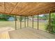 Covered wooden porch area overlooking the backyard at 58 6Th W Ave, Dallas, GA 30157