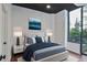 Comfortable bedroom featuring a cozy bed, modern lamps, and a beautiful ocean-themed art piece at 855 Peachtree Ne St # 1108, Atlanta, GA 30308