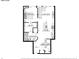 Detailed floor plan showcases the layout of rooms, including the bedroom, bathroom, and kitchen at 855 Peachtree Ne St # 1108, Atlanta, GA 30308