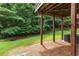 A view of the shady backyard beneath the deck, with a glimpse of lush greenery at 7863 Kiverton Pl, Atlanta, GA 30350