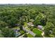 Drone shot captures the residence's pool and the surrounding mature trees in the neighborhood at 4984 Wickford Way, Atlanta, GA 30338