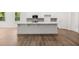 Modern kitchen with white cabinets, stainless steel appliances, large island, and hardwood floors at 51 Black Rock Rdg, Sharpsburg, GA 30277