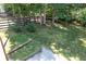 Green backyard with gravel path and retaining wall; wooden fence provides an enclosed area at 6695 Grove Meadows Ln, Cumming, GA 30028