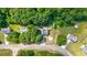 An aerial view showing the property's location, situated among residential houses and lush greenery at 127 Muirwood Dr, Temple, GA 30179