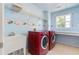 Bright laundry room with updated washer and dryer and storage and sink at 5003 Pacific Dunes Dr, Suwanee, GA 30024