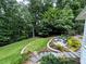 Beautiful backyard features a green lawn with landscaping and an outdoor seating area at 1620 Stonecliff Dr, Decatur, GA 30033