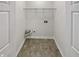 This is a view of the laundry room with vinyl floors and utility connections at 6240 Shenfield Ln, Union City, GA 30291