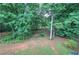 Wooded backyard offering privacy and space with partial wooden fence at 121 Paradise Circle, Douglasville, GA 30134