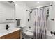 Updated bathroom with modern fixtures, vanity and shower tub combo is move in ready at 1349 Lockhaven Sw Cir, Atlanta, GA 30311