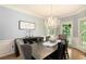 Formal dining room with a chandelier, wainscoting, and an abundance of natural light at 220 Mars Hill Rd, Powder Springs, GA 30127