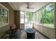 Relaxing screened-in porch with ceiling fan and views of the backyard at 220 Mars Hill Rd, Powder Springs, GA 30127