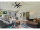 Comfortable screened porch featuring a ceiling fan and outdoor seating, perfect for relaxing and entertaining at 555 Valley Hall Dr, Atlanta, GA 30350