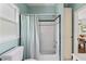 Clean and bright bathroom featuring a shower with a white curtain at 240 Melrose Ave, Decatur, GA 30030