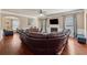 Large living room features hardwood floors, fireplace, and ample seating at 2629 Muskeg Sw Ct, Atlanta, GA 30331
