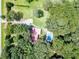 Aerial of secluded home with pool and mature trees, set back from road at 7234 Post Rd, Winston, GA 30187