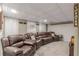 Cozy basement with leather seating arrangement for home theater experience, featuring a decorative ceiling at 7234 Post Rd, Winston, GA 30187