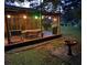 Inviting screened porch with string lights, a picnic table, and grill, perfect for evening gatherings at 7234 Post Rd, Winston, GA 30187