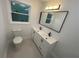 Bathroom features a double vanity, modern fixtures and large mirror at 876 Pinehurst Sw Ter, Atlanta, GA 30310