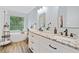 Modern primary bathroom with double sink vanity, tub, and walk-in shower at 526 Summer Ter, Woodstock, GA 30189