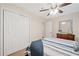 Cozy bedroom with closet storage, and a coastal color scheme at 526 Summer Ter, Woodstock, GA 30189