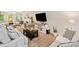 Spacious living room featuring plush sofas, a stylish coffee table, and modern entertainment center at 526 Summer Ter, Woodstock, GA 30189