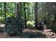 Backyard landscape featuring a privacy fence, mature trees, and mulched ground at 3930 Regal Oaks Dr, Suwanee, GA 30024
